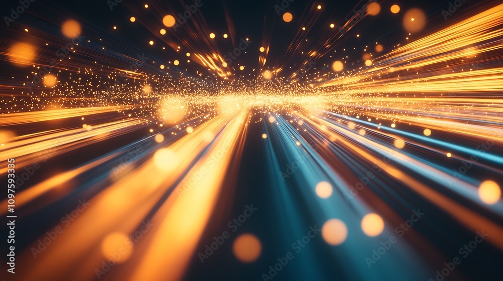 Aufkleber dynamic abstract burst of vibrant orange and blue light particles with energy movement : generative 