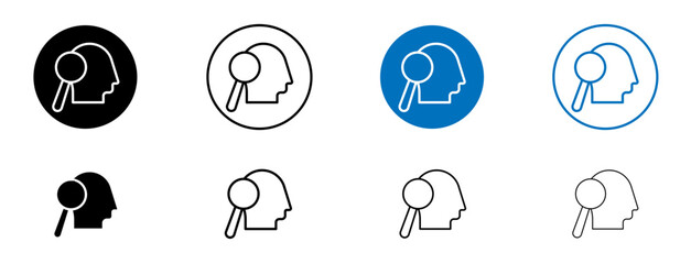 Self research icon set in black and blue colors