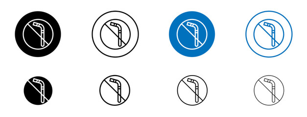 Stop using the plastic straw icon set in black and blue colors