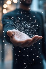 Fototapeta premium Man holding dots in mid-air