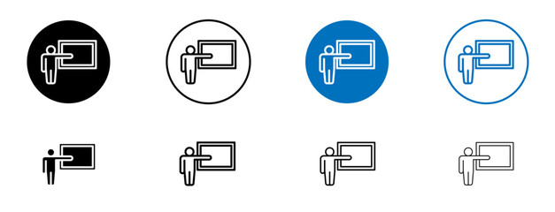 Training icon set in black and blue colors