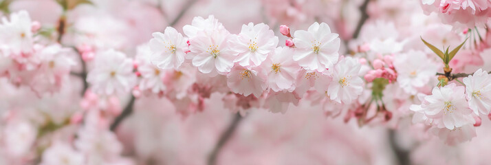 Obraz premium A beautiful close-up of delicate cherry blossoms, showcasing soft pink petals against a blurred background, symbolizing the beauty and fragility of spring.
