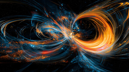 Obraz premium Swirling Light Around a Black Hole Visualization