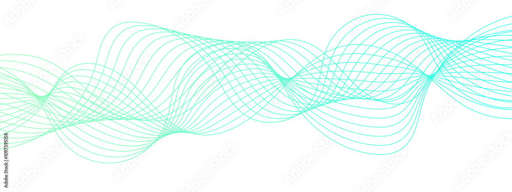 Poster Abstract colorful modern stream wave line transparent background. Curved wavy lines tech futuristic motion background. Smooth curves to represent different sounds. Design used for banner, template, 