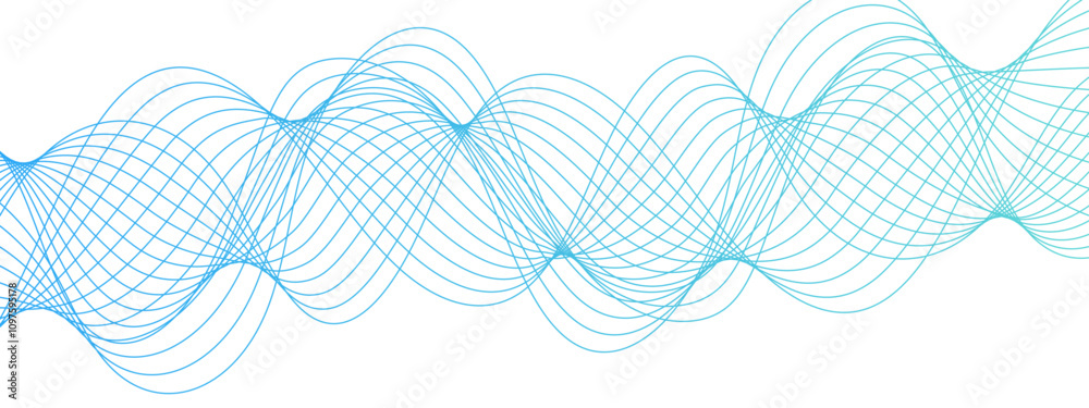 Poster Abstract colorful modern stream wave line transparent background. Curved wavy lines tech futuristic motion background. Smooth curves to represent different sounds. Design used for banner, template, 