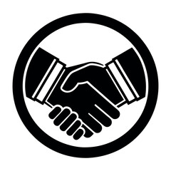 Black and White Handshake Silhouette Vector Illustration, Business Partnership, Agreement Symbol