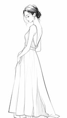 Fototapeta premium Classic Pencil Art of a Woman with Subtle Shading Pencil Sketch
