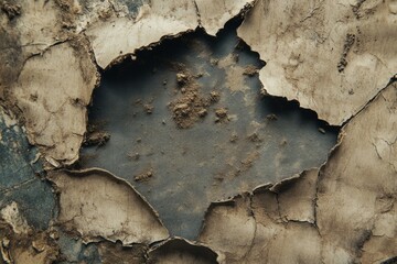 This image shows peeling paint revealing an underlying layer. The raw texture tells a story of decay and age. Perfect for art and design. Generative AI