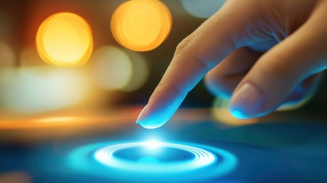 A personâ€™s hand pressing the start button on a countdown timer, with a blurred background