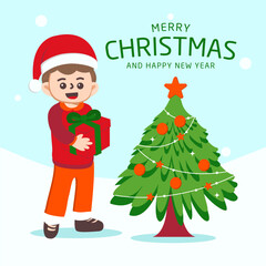 Cheerful boy Illustration with theme christmas