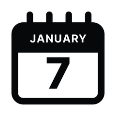 January 7 calendar icon design vector illustration