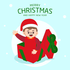 Cheerful boy Illustration with theme christmas