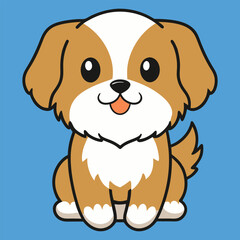 Sweet Baby Cava Tzu Dog Sitting Illustration for Digital Art