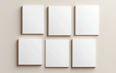 Blank White Rectangles Grid Minimalist Template on Beige Background for Graphic Design