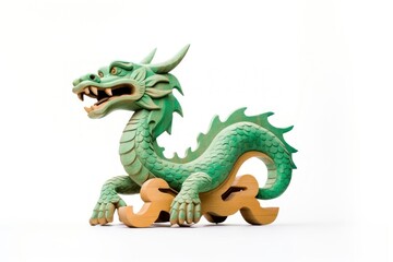Obraz premium Wood Chinese Dragon dragon animal green.