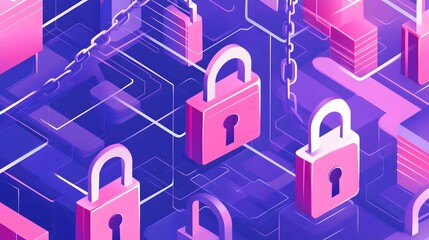 Fototapeta premium Cybersecurity Concept with Locks