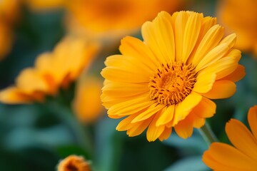 Fototapeta premium Vibrant Yellow Marigold Close-Up