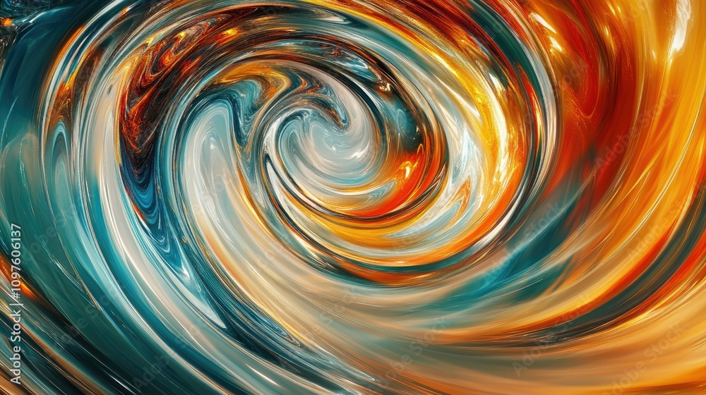 Poster a futuristic abstract swirl of multicolored motion lines, representing technology, business, and inn