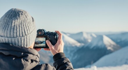 Obraz premium Winter Photographer Captures Mountain View