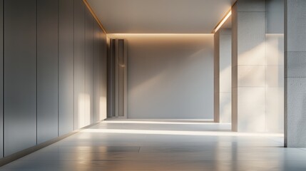 Fototapeta premium minimalist shot of the hallway, emphasizing the simplicity of its design elements and open space