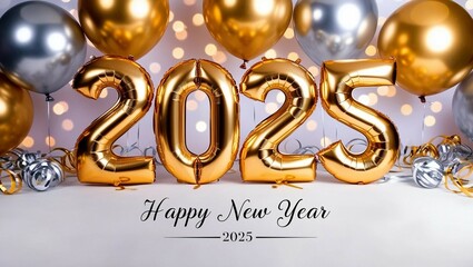 Happy new year 2025 with gold and luxury abstract letters for flayer, banner and greeting