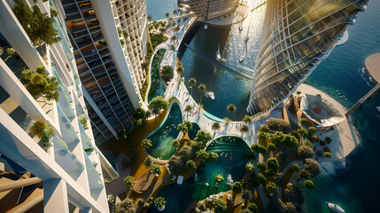 City Project in Saudi Arabia, including The Line, Neom Oxagon, and The Line Bird's Eye View, showcasing eco-friendly vertical city designs.