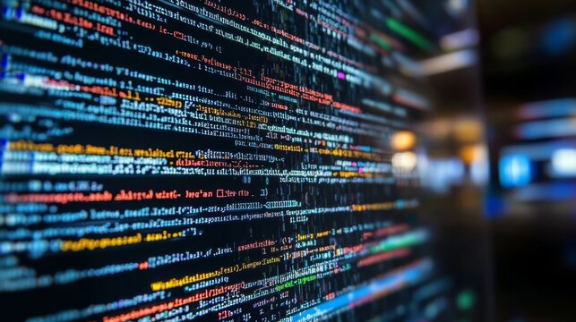 Colorful Code Display on Computer Screen for Application Development and Programming in Technology