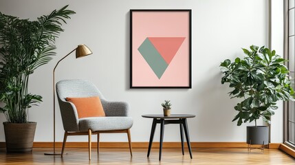 Modern Living Room with Stylish Furniture and Abstract Wall Art