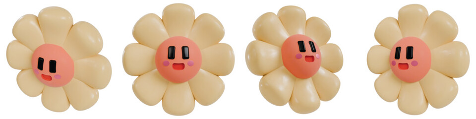 Cute Flower Character 3D Isolated