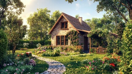 Charming cottage with a flower-filled garden