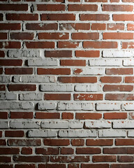 Obraz premium Weathered Red Brick Wall With Rustic White Mortar Displaying A Textured Industrial Design Perfect For Architectural And Interior Backgrounds