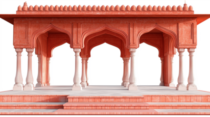 Red fort in Delhi India on transparent background