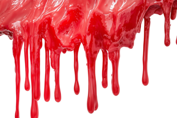 Red slime dripping on transparent background