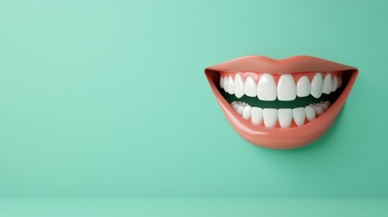 Naklejka premium Bright smiling mouth displaying perfect teeth dental health promotion graphic design cheerful environment close-up view wellness concept
