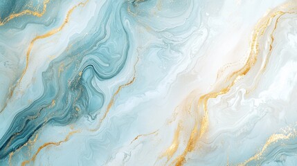 Obraz premium A serene abstract design featuring soft blue hues and elegant gold veins, evoking a sense of calm and luxury.
