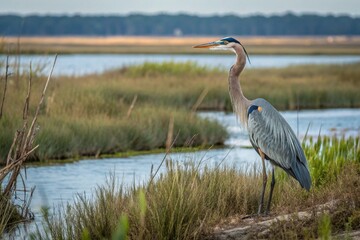 Great Blue Heron in the habitat