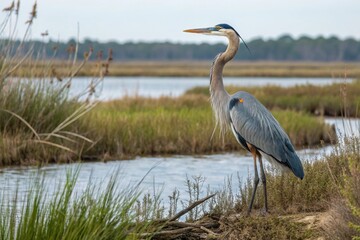 Fototapeta premium Great Blue Heron in the habitat