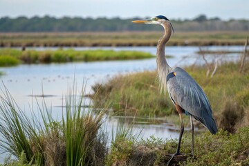 Fototapeta premium Great Blue Heron in the habitat