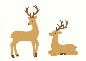 Set of  brown deer flat stock illustration.
Good for card,poster, banner, leaflet .