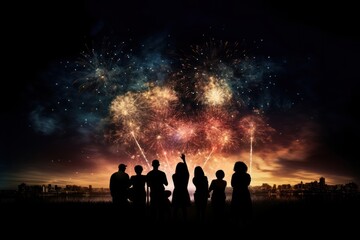 Fireworks silhouette outdoors night.