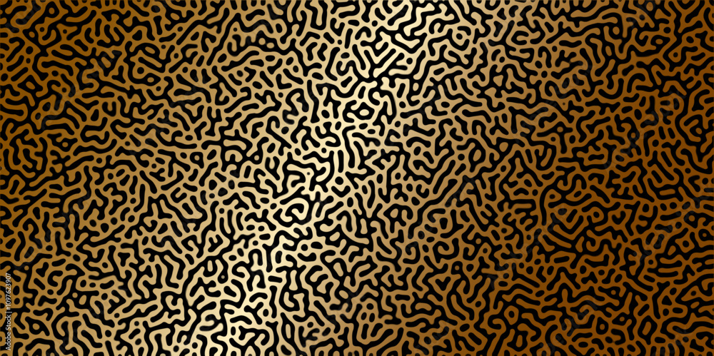 Poster abstract reaction-diffusion turing pattern natural texture golden and brown gradient color scheme. l