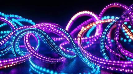 Obraz premium Captivating Neon Abstract Patterns in Vibrant Purple and Blue Hues for Nightlife Themes