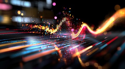 Fototapeta premium Dynamic data visualization in digital space abstract art technology vibrant colors conceptual design seo impact