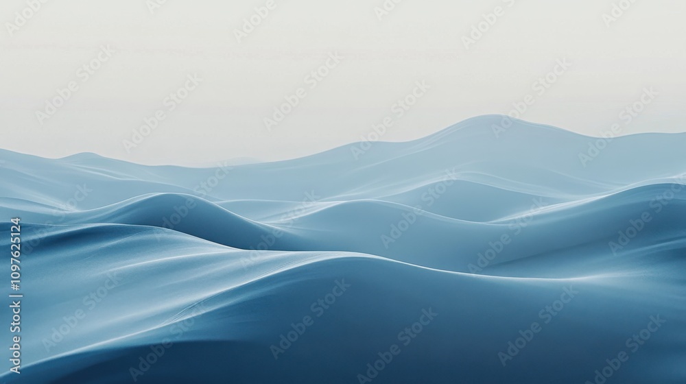 Aufkleber a serene view of soft blue ocean waves undulating gently under a calm sky at dawn