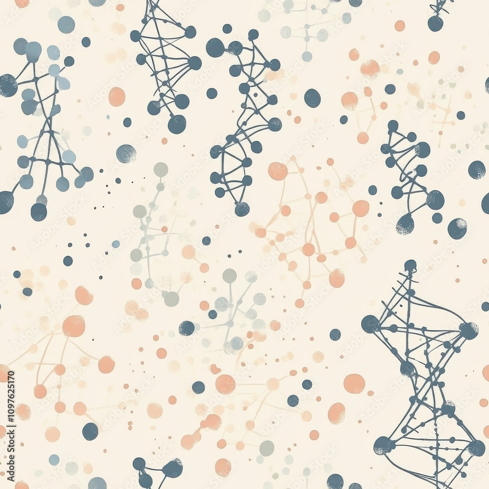 Poster A soft minimalistic pattern of interconnected shapes in gentle hues creating a serene and modern aesthetic for interior design