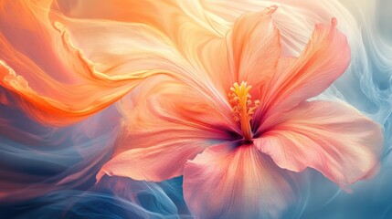 Obraz premium A heavenly flower with flowing, elegant shapes and vivid, radiant hues, evoking wonder and beauty