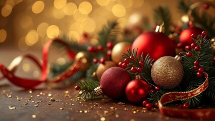 Stunning Red & Gold Christmas Ornaments with Ribbons