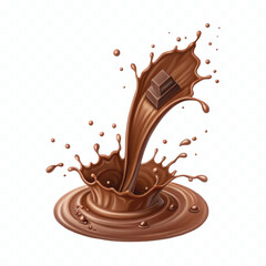 abstract 3d chocolate splash waves with drops png design