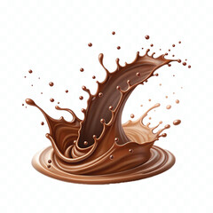 abstract 3d chocolate splash waves with drops png design