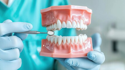 Dental hygiene demonstration dental clinic educational content clinical environment close-up view health awareness